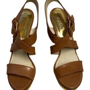 Michael Kors Tan Women's Sandals Calder Platform heels Size 7